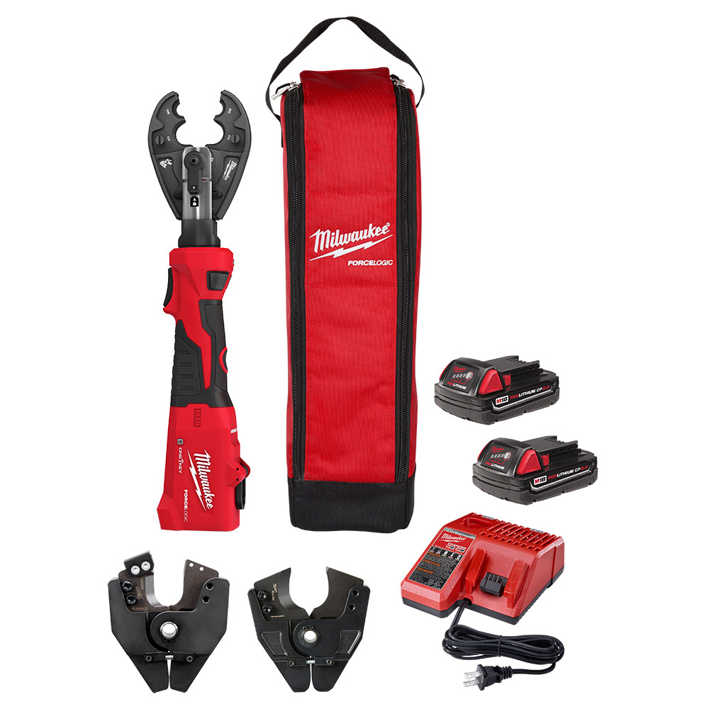 2978-BGKIT M18 FORCE LOGIC Cordless Linear Utility Crimper Kit, 8 AWG to 600 kcmil Crimping, 6 ton Crimping, 18 V, Li-Ion Battery, 19.9 in OAL