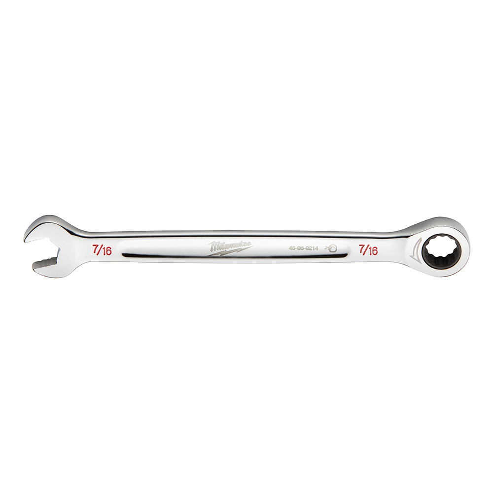 45-96-9214 Ratcheting Standard Length Combination Wrench, 7/16 in Wrench, 12 Points, 6-3/4 in OAL, Steel