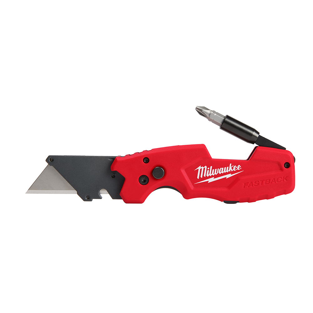 48-22-1505 FASTBACK 6-In-1 Retractable Folding Utility Knife, Bi-Metal Straight Edge Blade, 2.4 in L Blade, Lock Opening