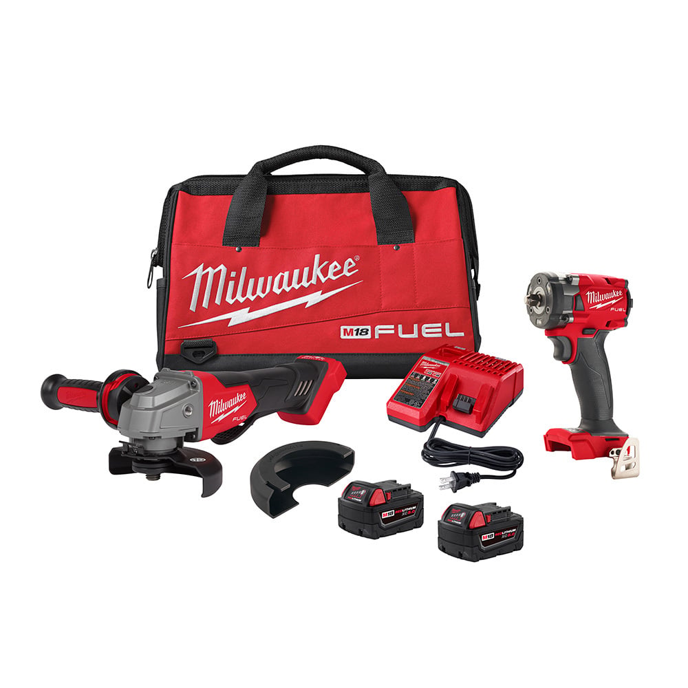 2991-22 M18 FUEL 2-Tool Cordless Combination Tool Kit, Tools: (1) 2804-20 M18 FUEL 1/2 in Hammer Drill/Driver, (1) 2853-20 M18 FUEL 1/4 in Hex Impact Driver and (1) 2821-20 M18 FUEL SAWZALL Reciprocating Saw, 18 V, 5 Ah Lithium-Ion