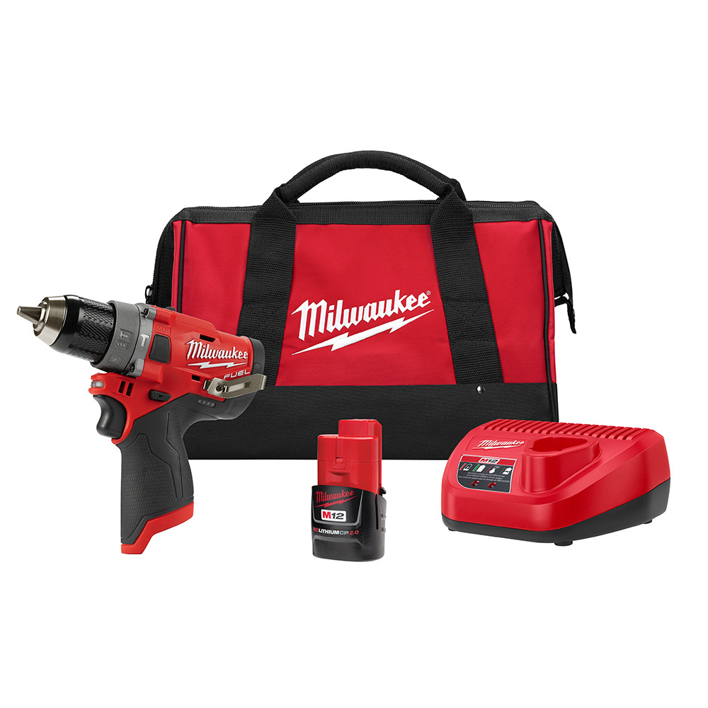 2504-21 M12 FUEL Cordless Hammer Drill Driver Kit, 1/2 in Keyless Chuck, 12 V, 1700 rpm No-Load, Li-Ion Battery