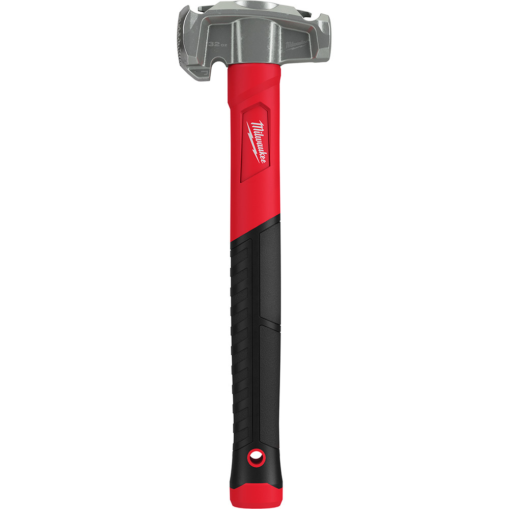 48-22-9040 4-in-1 Linemans Hammer, 15 in OAL, Smooth/Milled Face, 32 oz Forged Steel Head, Fiberglass Handle