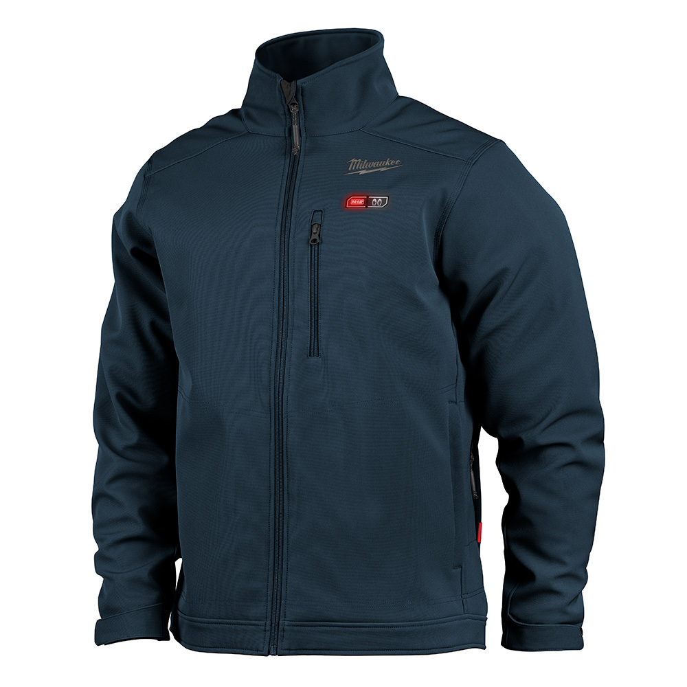 204BL-21XL M12 TOUGHSHELL Heated Jacket, XL, Blue, TOUGHSHELL Stretch Polyester Outer/Brushed Tricot Inner, Resists: Wind/Water