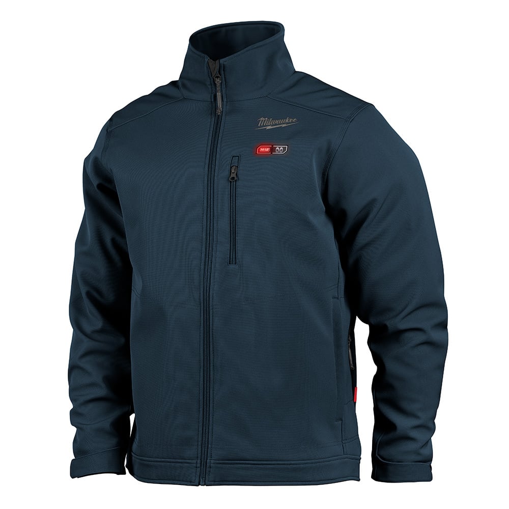 204BL-213X M12 TOUGHSHELL Heated Jacket, 3X, Blue, TOUGHSHELL Stretch Polyester Outer/Brushed Tricot Inner, Resists: Wind/Water