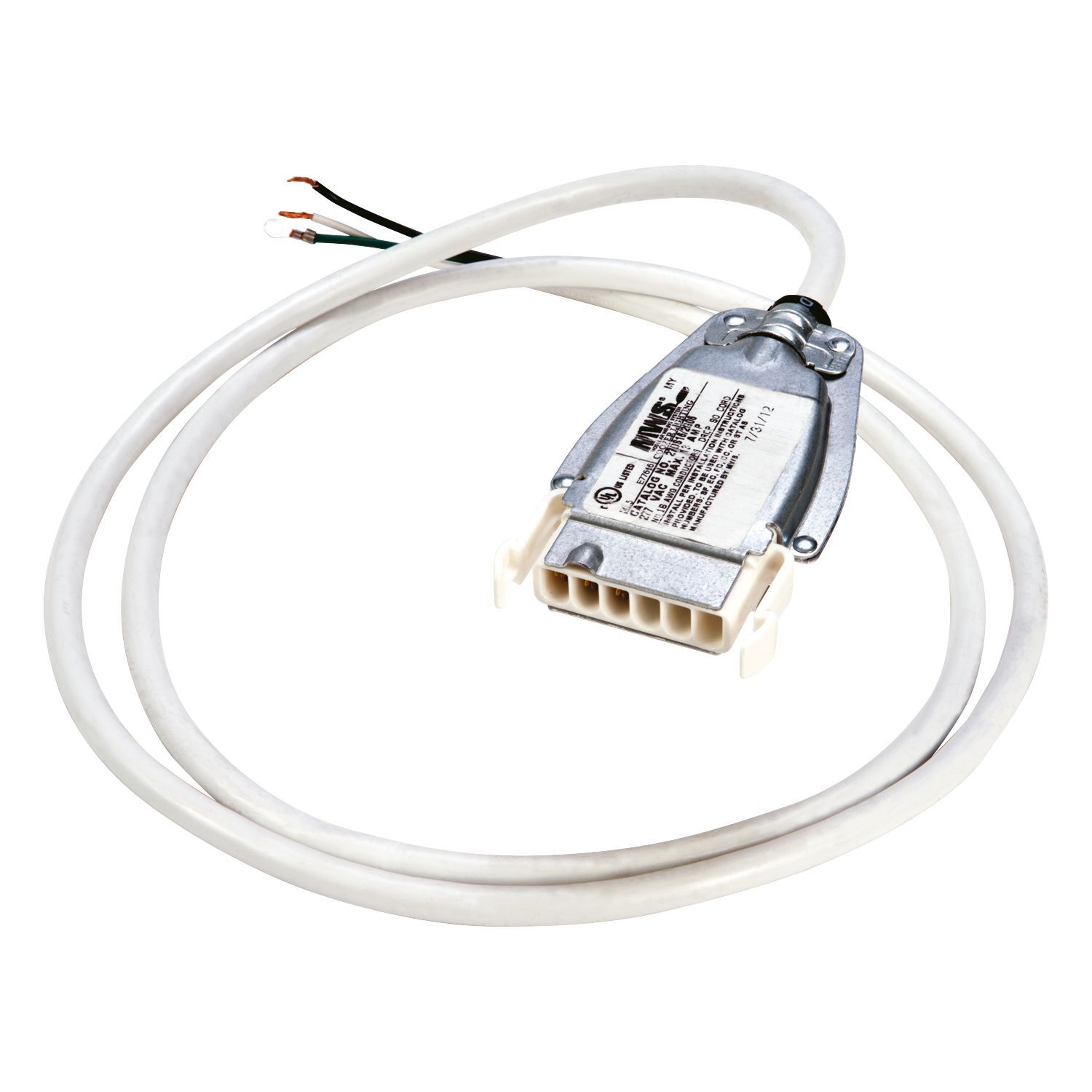 27DS16/2G11 DS Series 2-Conductor Rectangular Drop SO Cord, 277 V, 11 ft OAL, 16 AWG Conductor, Galvanized Steel