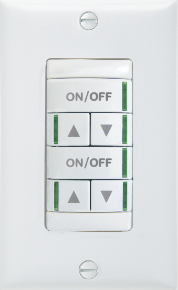 NPODM 2S DX WH nPODM Low Voltage Wallpod Switch, 15 to 24 V DC, 5 mA, 2 Scene/ON/OFF/Raise/Lower Operation, White
