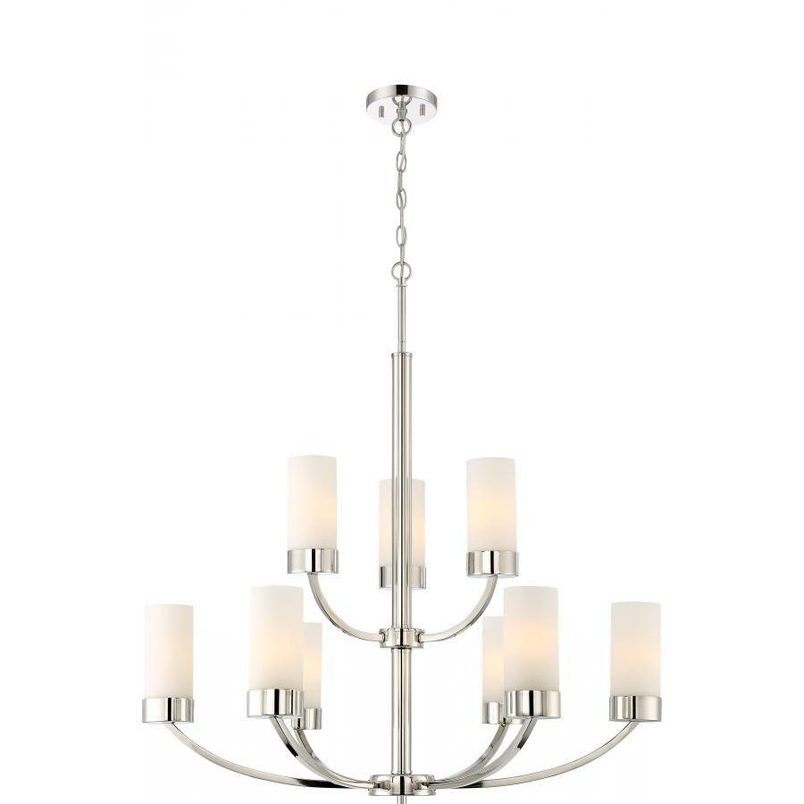 60-6229 Nuvo Denver Traditional Chandelier, (9) A19 Lamp, 120 VAC, Polished Nickel Housing