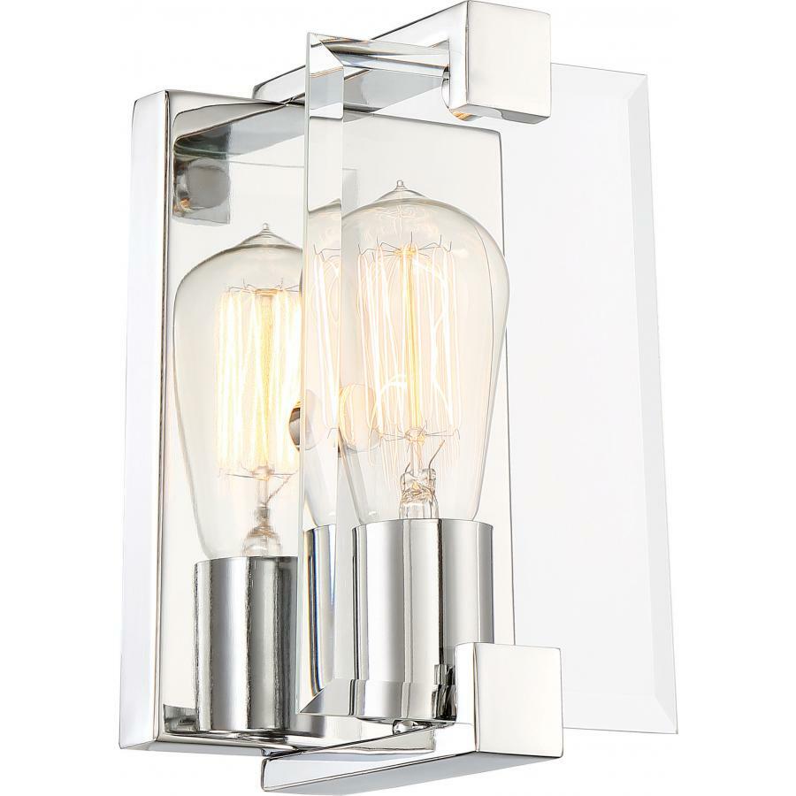 60-6291 Nuvo Shelby Transitional Wall Sconce Fixture, (1) A19 Lamp, 120 VAC, Polished Nickel Housing