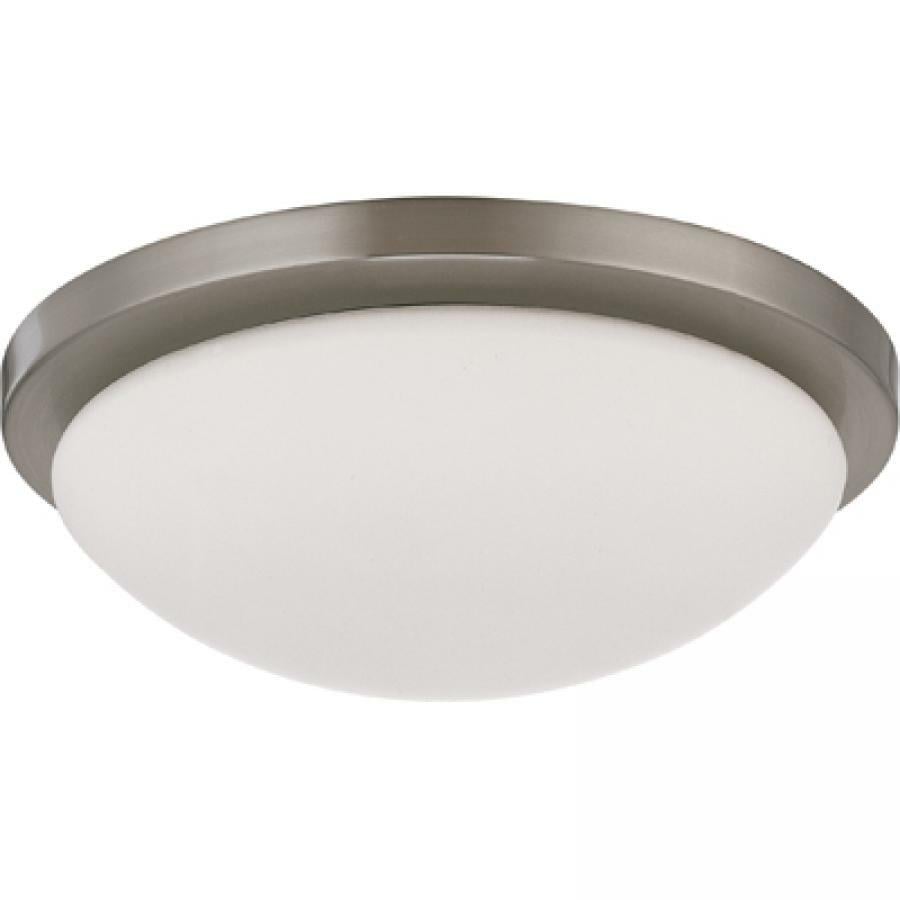 62-1042 Nuvo Button Close-to-Ceiling Dimmable Transitional Flush Mount Fixture, (1) Lamp, 120 V AC, Brushed Nickel Housing