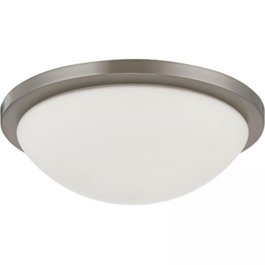 62-1043 Nuvo Button Close-to-Ceiling Contemporary Dimmable Standard Flush Mount Fixture, (1) Lamp, 120 V AC, Brushed Nickel Housing
