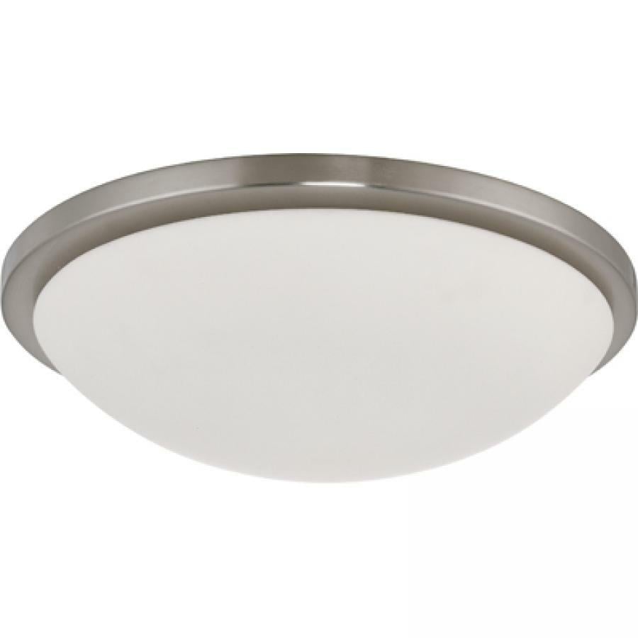 62-1044 Nuvo Button Close-to-Ceiling Contemporary Dimmable Standard Flush Mount Fixture, (1) Lamp, 120 V AC, Brushed Nickel Housing