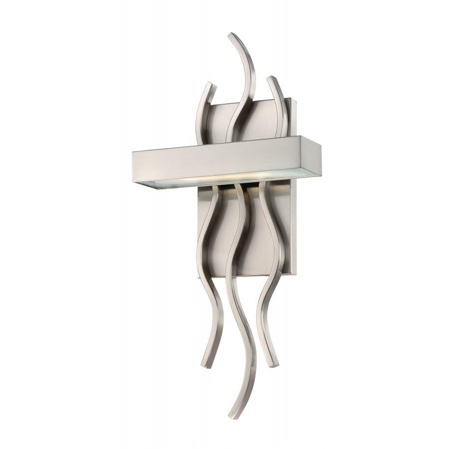 62-104 Nuvo Wave Contemporary Dimmable Wall Sconce Fixture, (1) Lamp, 120 VAC, Brushed Nickel Housing