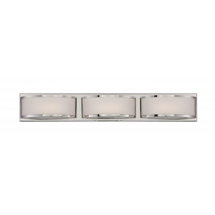 62-313 Nuvo Mercer Contemporary Dimmable Wall Sconce Fixture, (3) Lamp, 120 V AC, Polished Nickel Housing