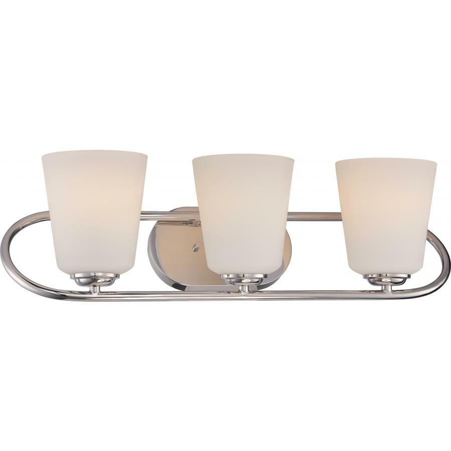 62-408 Nuvo Dylan Dimmable Transitional Vanity Light Fixture, (3) Lamp, 120 VAC, Polished Nickel Housing
