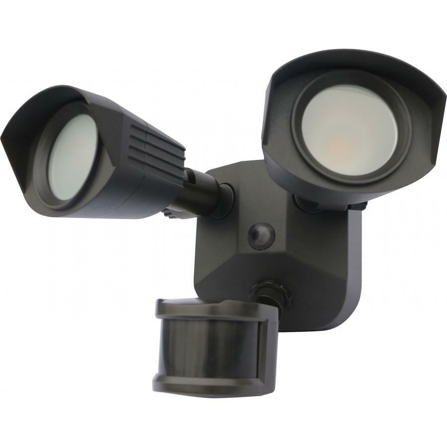 65-213 Nuvo 2-Head Non-Dimmable Security Light With Motion Sensor, (2) LED Lamp, 120 V, Die Cast Aluminum Housing