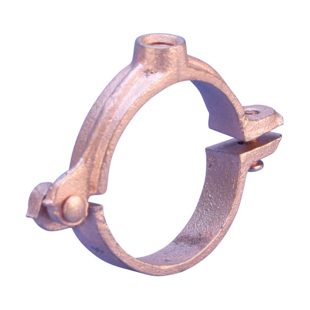 4560200CP Split Ring Hanger, 2 in Pipe/Tube, 3/8 in Rod, 180 lb Load, Malleable Cast Iron, Electro-Plated Copper, Import