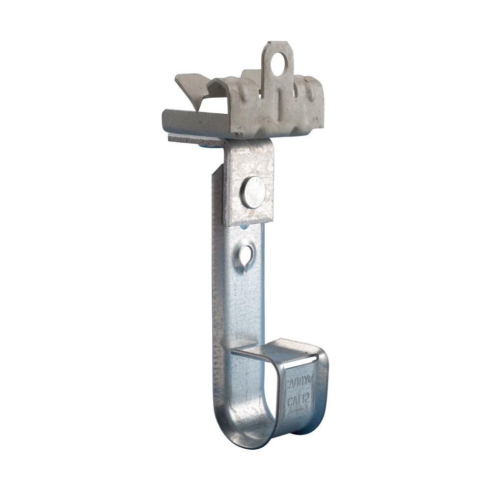 CAT1224 CAT 12 Cablecat J-Hook With Hammer-On Flange Clip, 3/4 in Dia, For Use With Cable Support System, Beam Mount, Spring Steel/Steel