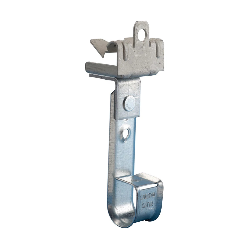 CAT12912 Cablecat J-Hook With Hammer-On Flange Clip, 3/4 in Dia, For Use With Cable Support System, Beam Mount, Spring Steel/Steel