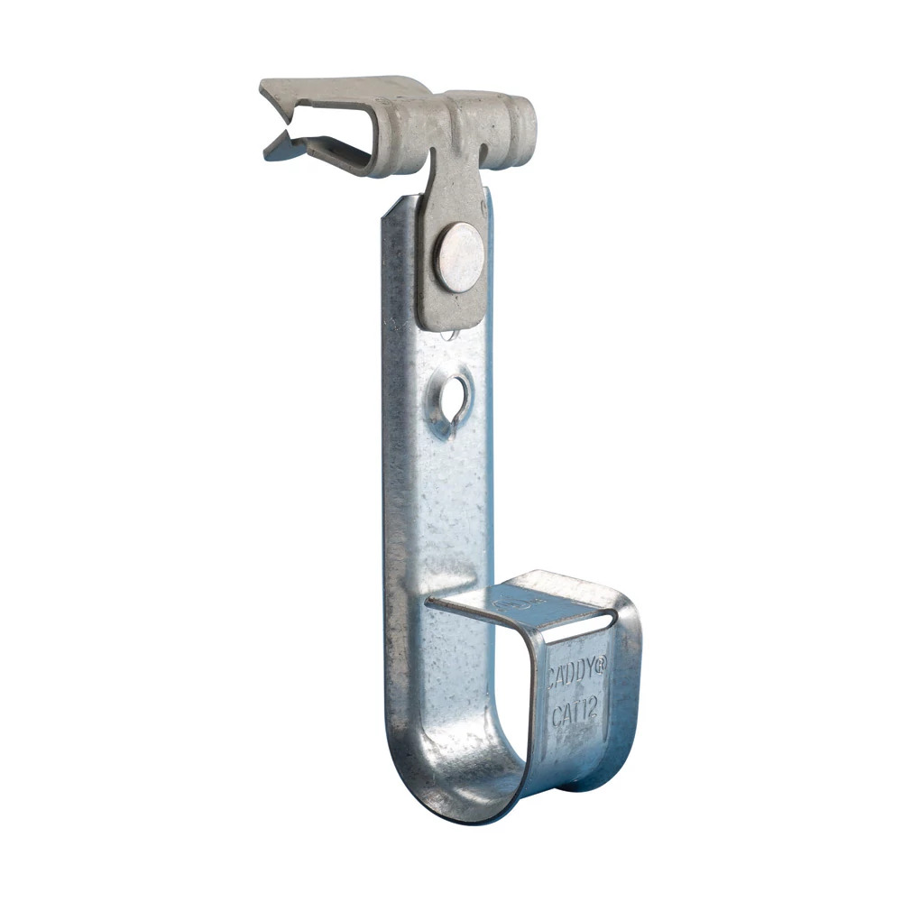 CAT1224SM Cablecat J-Hook With Hammer-On Flange Clip, 3/4 in Dia, For Use With Cable Support System, Spring Steel/Steel