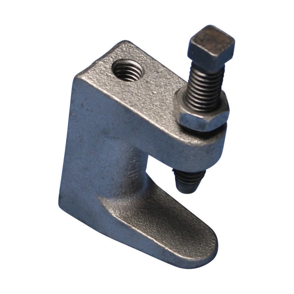 3100037PL Thick Flange Universal Wide Mouth Beam Clamp, 3/8 in Rod, 1-1/4 in THK Flange, 250/500 lb Static Load, Steel, Plain