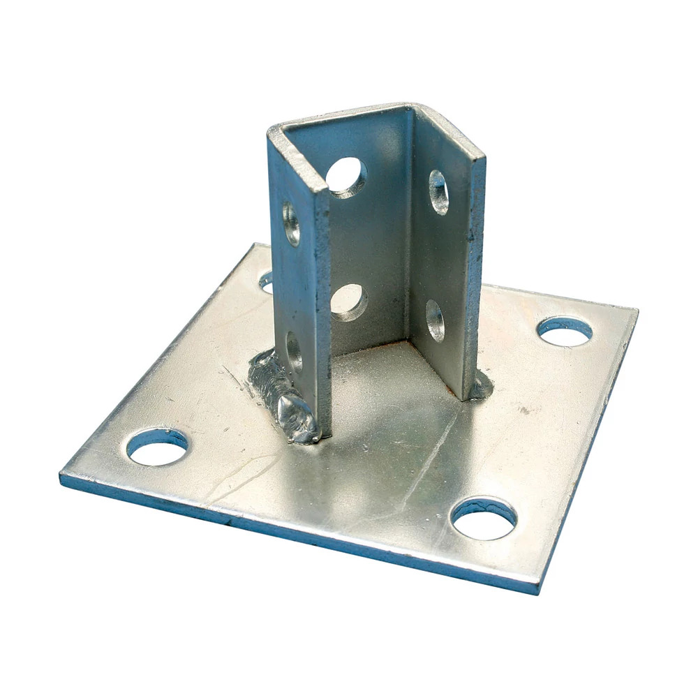 P110000EG 45 deg Post Base, 3-1/2 in H Base, For Use With ERISTRUT or Pyramid Type A Strut Channel, Steel