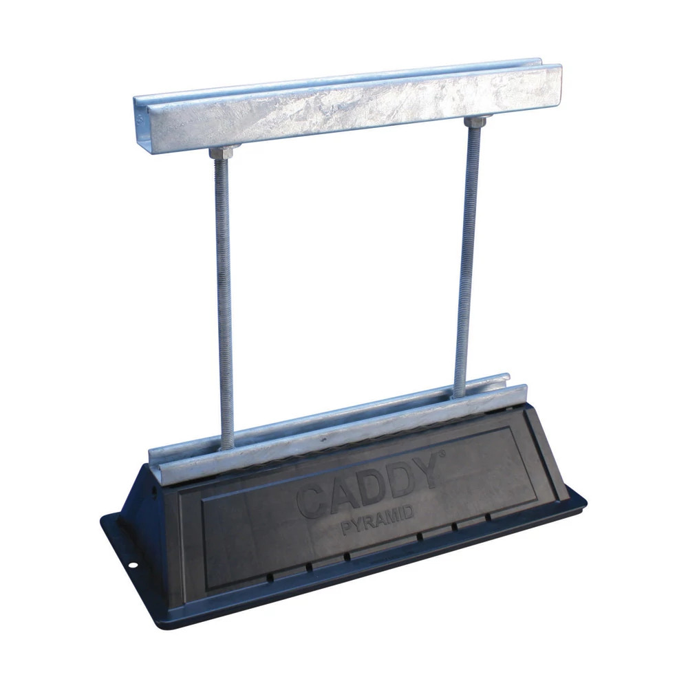 PSA16AH18 Adjustable Strut Support, 19 in L x 8 in W, For Use With Pyramid ST Rooftop System, Pipe, Conduit, Duct and Cable Tray, Polyethylene/Polypropylene/Steel