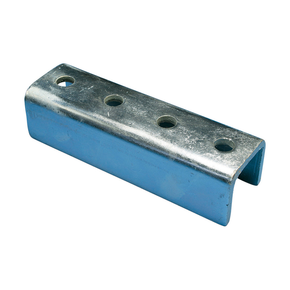 U24A0000EG 4-Hole U Shape External Coupler, 7-1/4 in L, For Use With Eristrut Strut Channel System, Steel, Electro-Galvanized