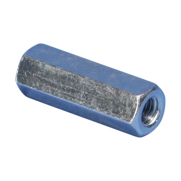 0250037EG EM-HEX Rod Coupler, 3/8 in, 1-3/4 in L Coupling, Steel, Electro-Galvanized
