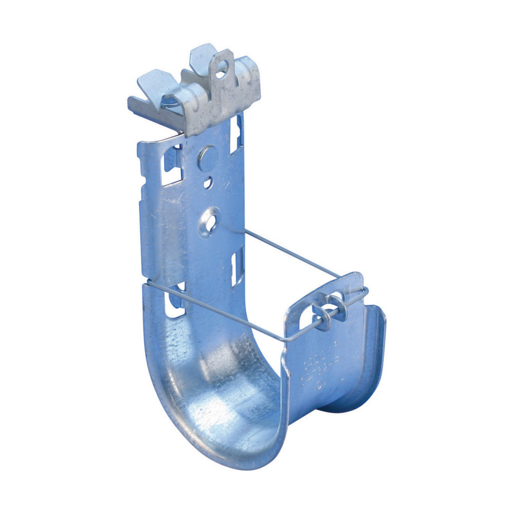 CAT48HP24 CAT HP J-Hook With Hammer-On Flange Clip, 3 in Dia, 60 lb Static Load, For Use With High Performance Cable Support System, Beam Mount, Spring Steel/Steel