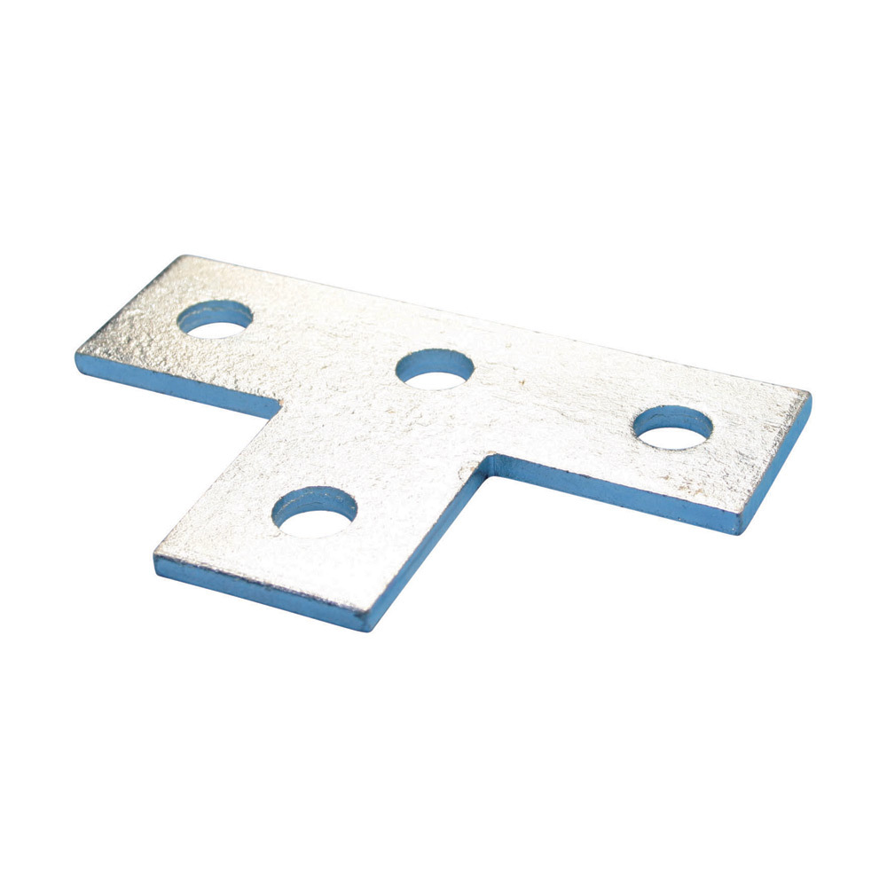 F250000EG Flat Tee Plate, 4 Holes, 5-3/8 in L x 3-1/2 in W x 1/4 in THK, Steel