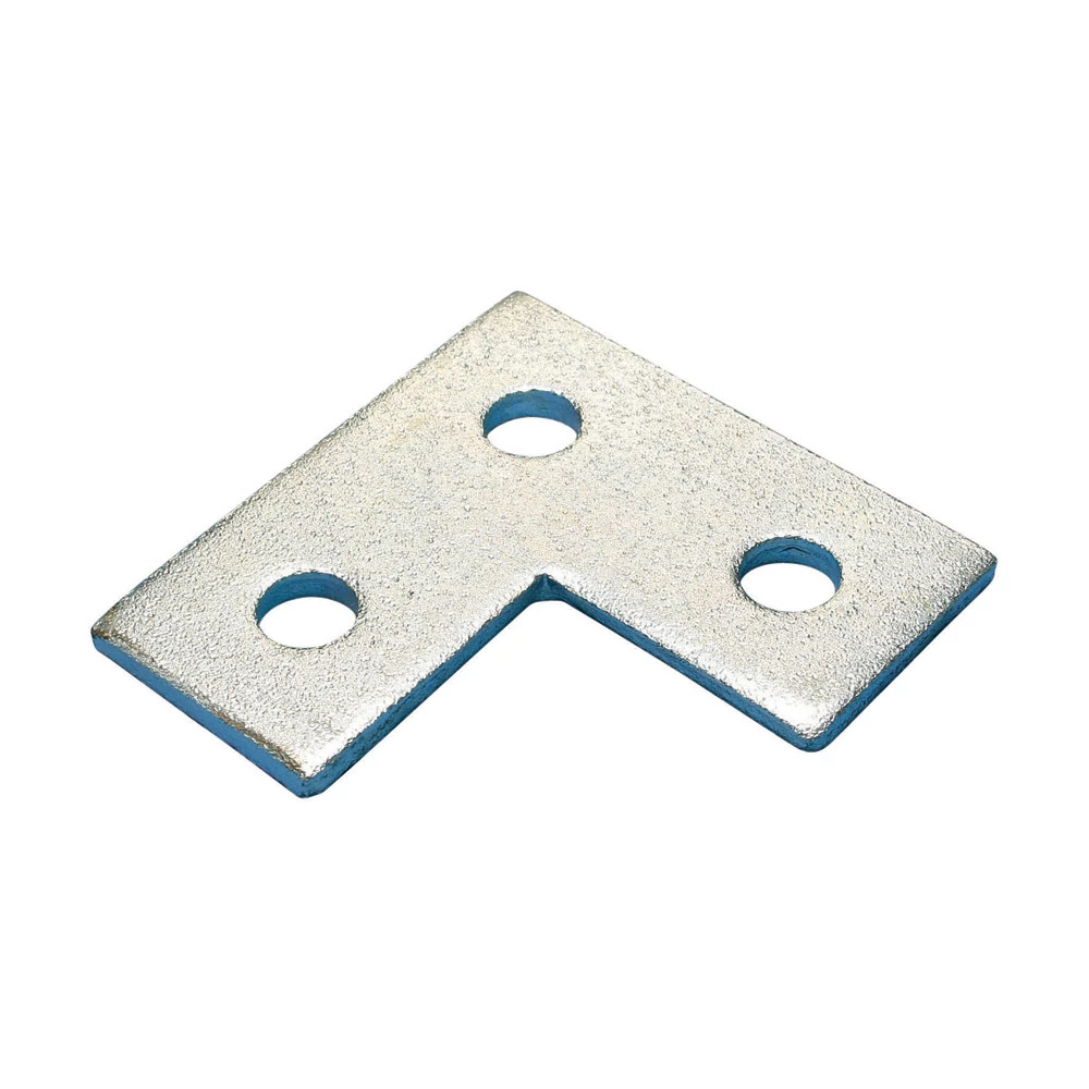 F360000EG Flat Corner Bracket, 3 Holes, 3-1/2 in L x 3-1/2 in W x 1/4 in THK, Steel