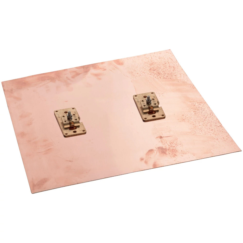 LPC752 Ground Plate With (2) Cable Attachments, 36 in L x 36 in W Plate, 20 AWG Wire, Copper