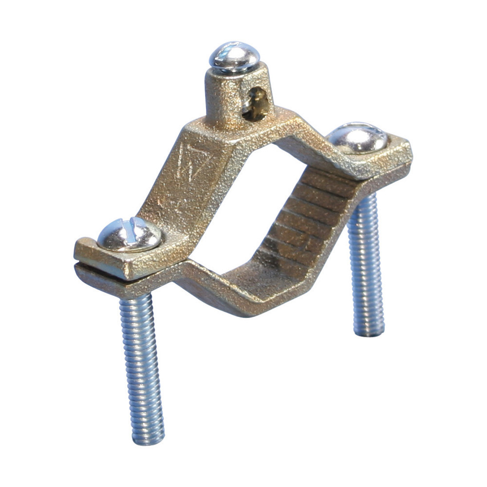 CWP2J Gas/Water Pipe Ground Clamp, 10 AWG Solid to 2 AWG Stranded, 6 to 25 sq-mm Stranded Conductor, Silicon Bronze