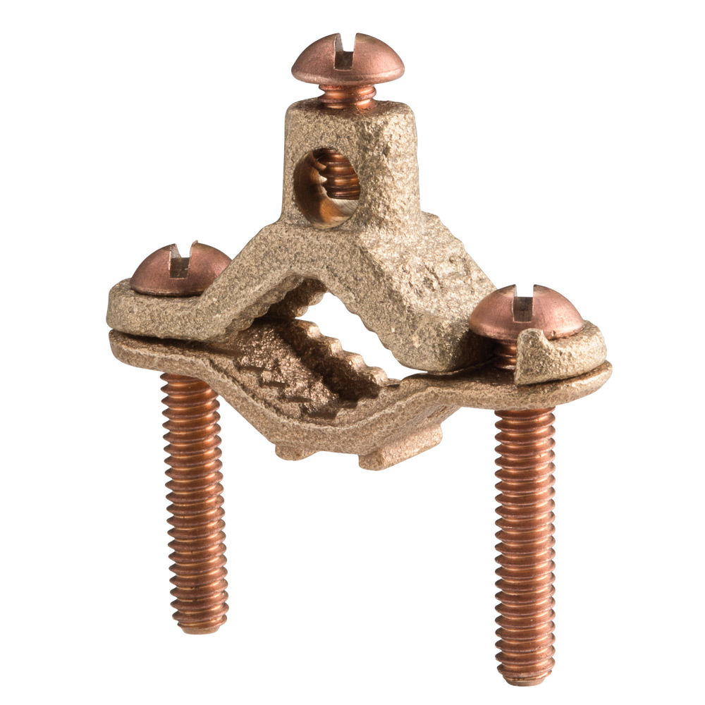CWP6J Water Pipe Ground Clamp, 10 AWG Solid to 4 AWG Stranded, 6 to 16 sq-mm Stranded Conductor, Silicon Bronze