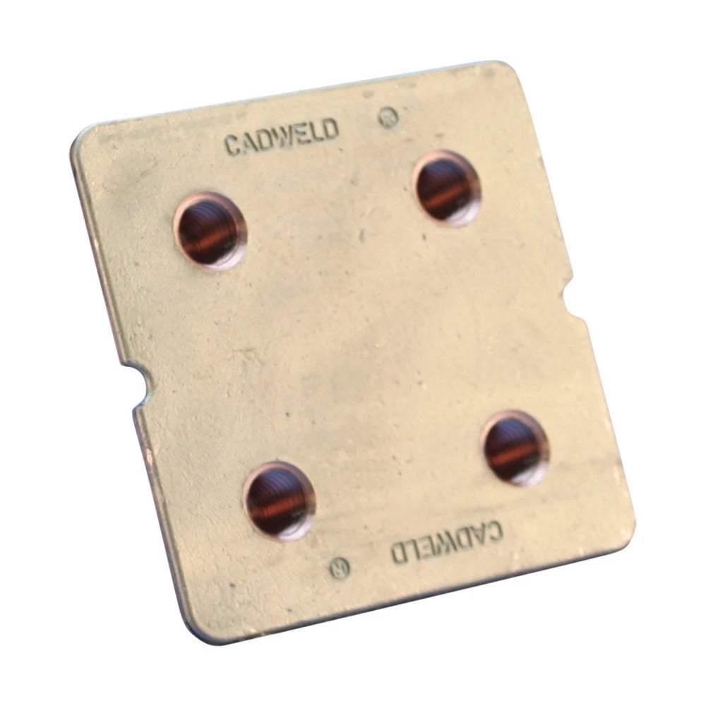 B1643Q 4-Stud Earthpoint Ground Plate, 3 in H x 3-1/4 in W x 3-1/4 in D Plate, 4/0 AWG Wire, Brass