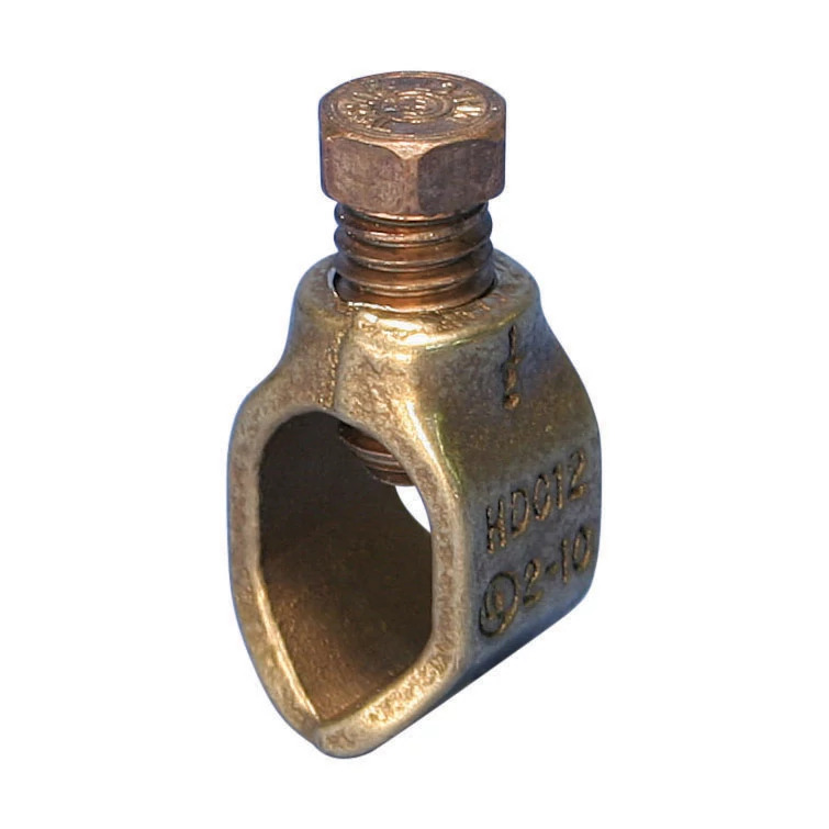 HDC12 Ground Rod Clamp, 1/2 in Rod, 10 AWG Solid to 2 AWG Stranded, 6 sq-mm Solid to 25 sq-mm Stranded Conductor, Silicon Bronze