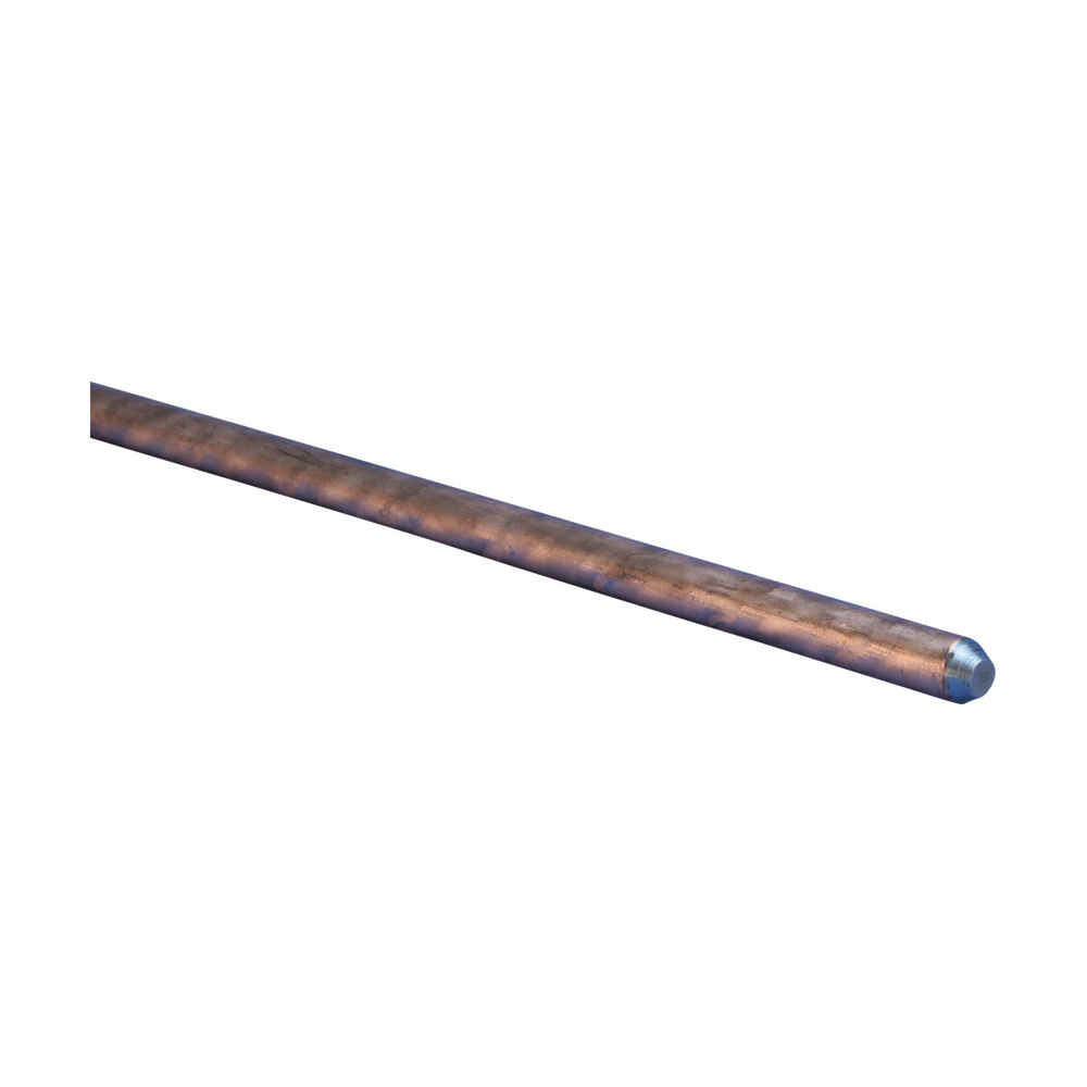 615840 Pointed Ground Rod, 5/8 in Nominal, 4 ft OAL, Copper Bonded Steel, Electrolytic Copper Coated, 10 mil THK Coating