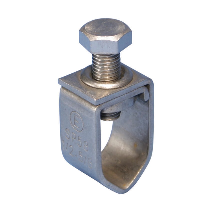 SP58 Ground Rod Clamp, 1/2 to 5/8 in Rod, 10 to 2 AWG Stranded, 6 to 25 sq-mm Stranded Conductor, 304 Stainless Steel