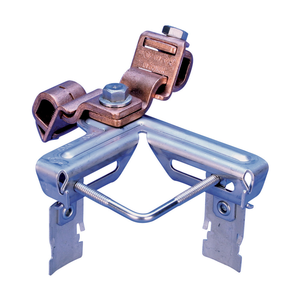MBNUPCJ240 Universal Pedestal Clamp With Cable Management, 2 AWG Solid to 4/0 AWG Stranded, 35 sq-mm solid to 100 sq-mm stranded Conductor, 304 Stainless Steel/Copper/Steel
