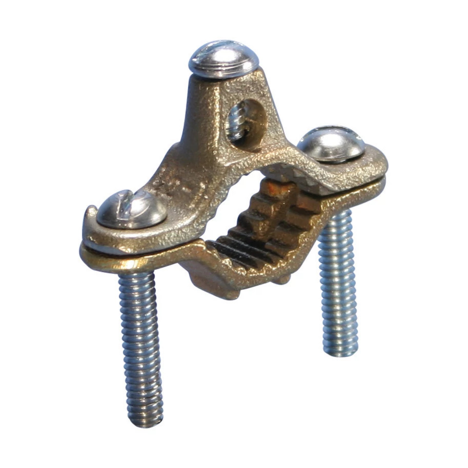 CWP1JSH Gas/Water Pipe Ground Clamp, 10 AWG Solid to 2 AWG Stranded, 6 to 25 sq-mm Stranded Conductor, Silicon Bronze