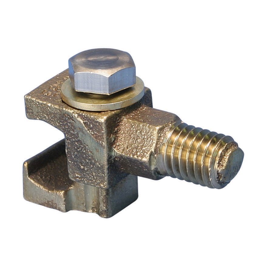 Transformer Tank Grounding Connector, External Thread, Plain, 2/0 Stranded-4/0 Stranded