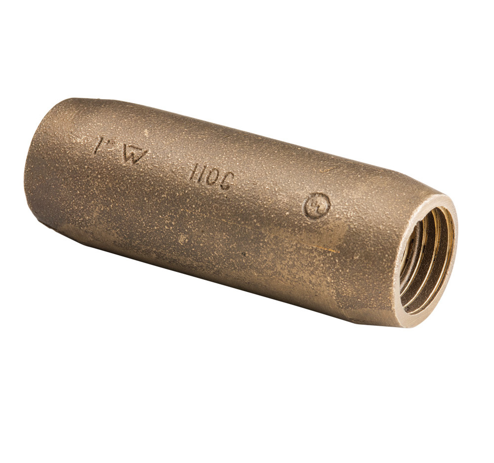 CR100 High Strength Sectional Threaded Coupler, 1 in Dia, 1 in Thread, For Use With Copper Bonded Ground Rod, Silicon Bronze