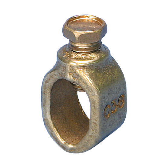 CP38 Ground Rod Clamp, 3/8 in Rod, 10 AWG Solid to 2 AWG Stranded, 6 sq-mm Solid to 25 sq-mm Stranded Conductor, Silicon Bronze