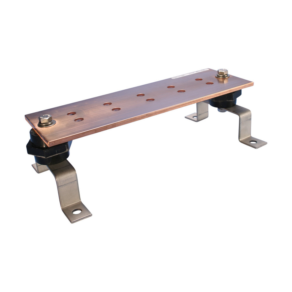 EGBA14112EE Grounding Busbar With Insulators, Brackets, 12 in L x 1 in W, Copper
