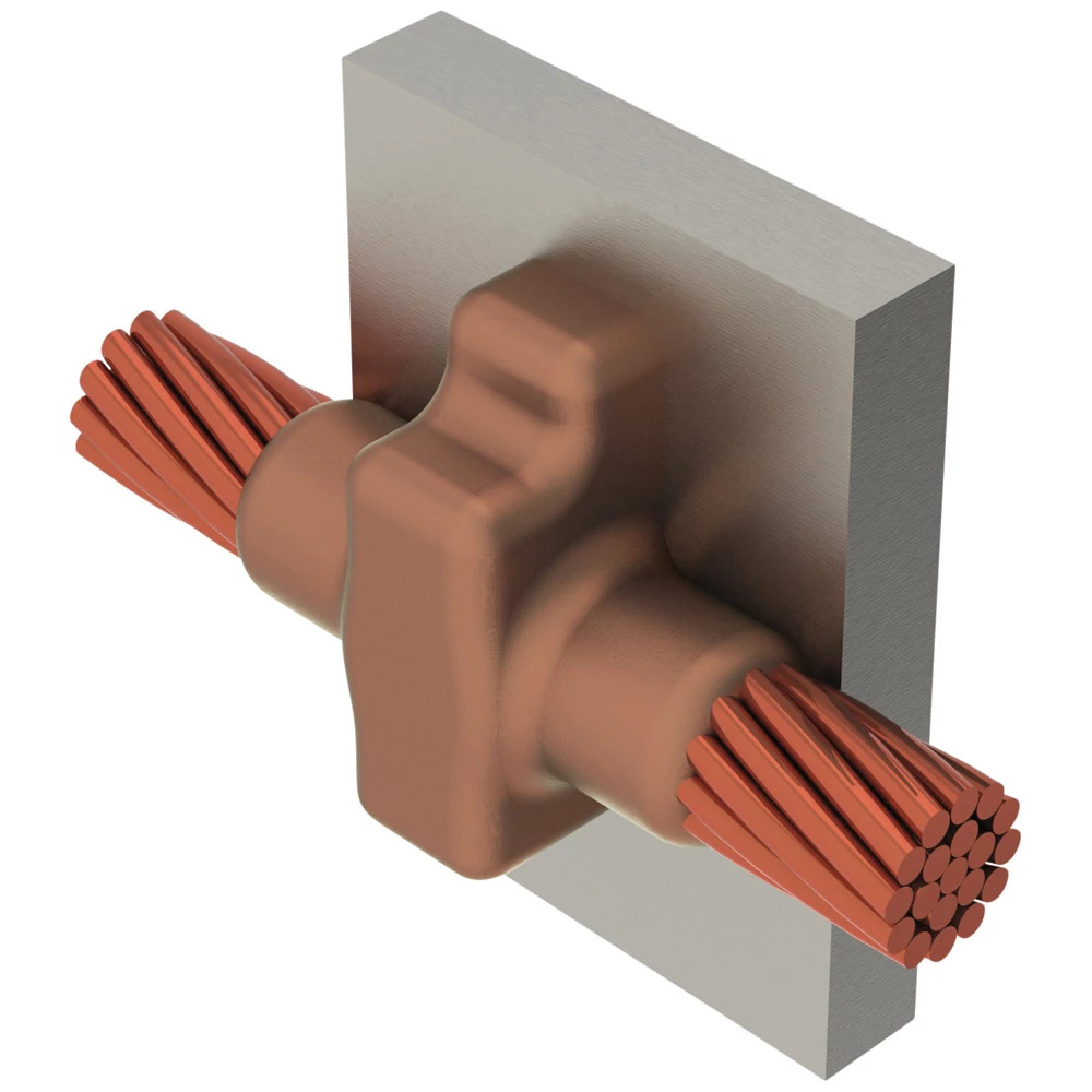 VTC2V Cadweld Type VT Weld Metal Mold, 250 kcmil Concentric Conductor, Cable to Steel Connection, Graphite