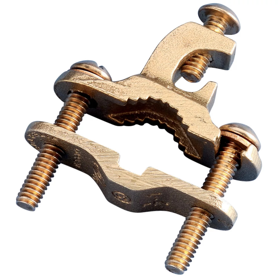 EK16 Rebar Grounding Clamp, 1/2 to 1 in Rod, 10 to 2 AWG Solid, 5.5 to 25 sq-mm Stranded Conductor, 304 Stainless Steel/Bronze
