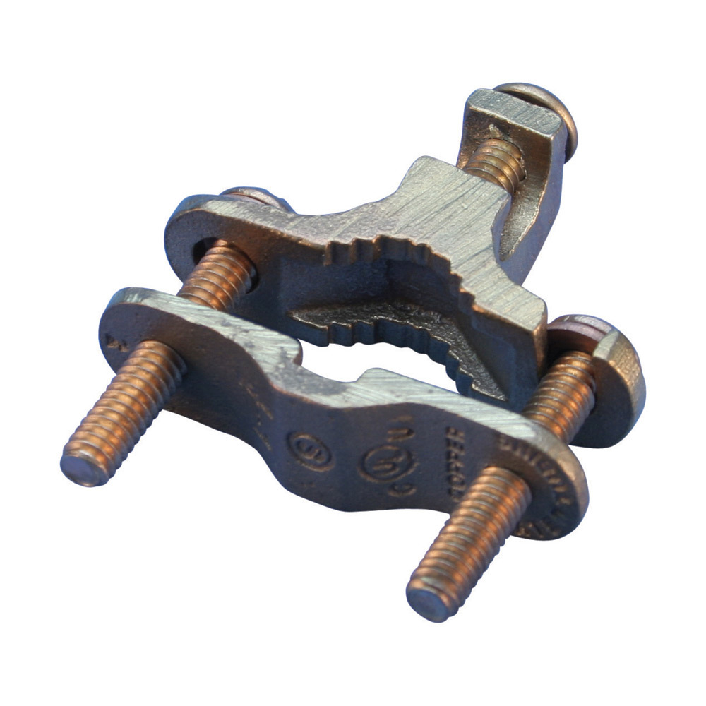 EK17 Rebar Grounding Clamp, 1/2 to 1 in Rod, 10 to 2 AWG Solid, 5.5 to 25 sq-mm Stranded Conductor, 304 Stainless Steel/Bronze