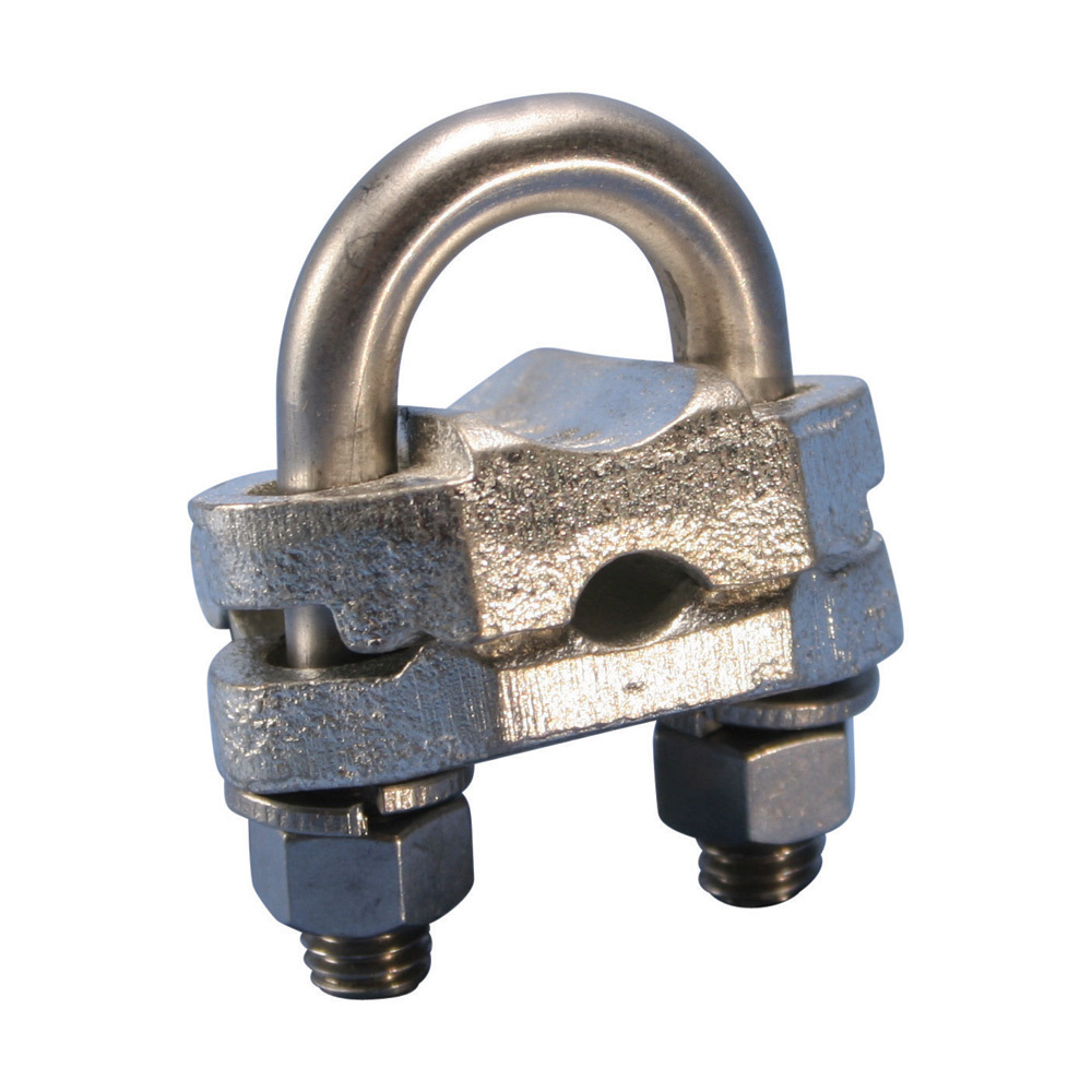 GC064 U-Bolt Ground Rod Clamp, 5/8 to 3/4 in Rod, 4 AWG Solid to 2/0 AWG Stranded, 16 to 50 sq-mm Stranded Conductor, 304 Stainless Steel/Bronze