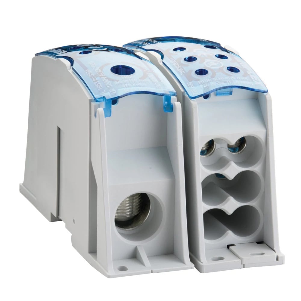 UD6C500AL UD Series Distribution Block, 1000 VAC/VDC, 1500 VDC, 380/500 A, 1 Poles, 3/0 AWG to 500 kcmil Line Side/#8 to 1/0 AWG Load Side Wire, Aluminum/Thermoplastic