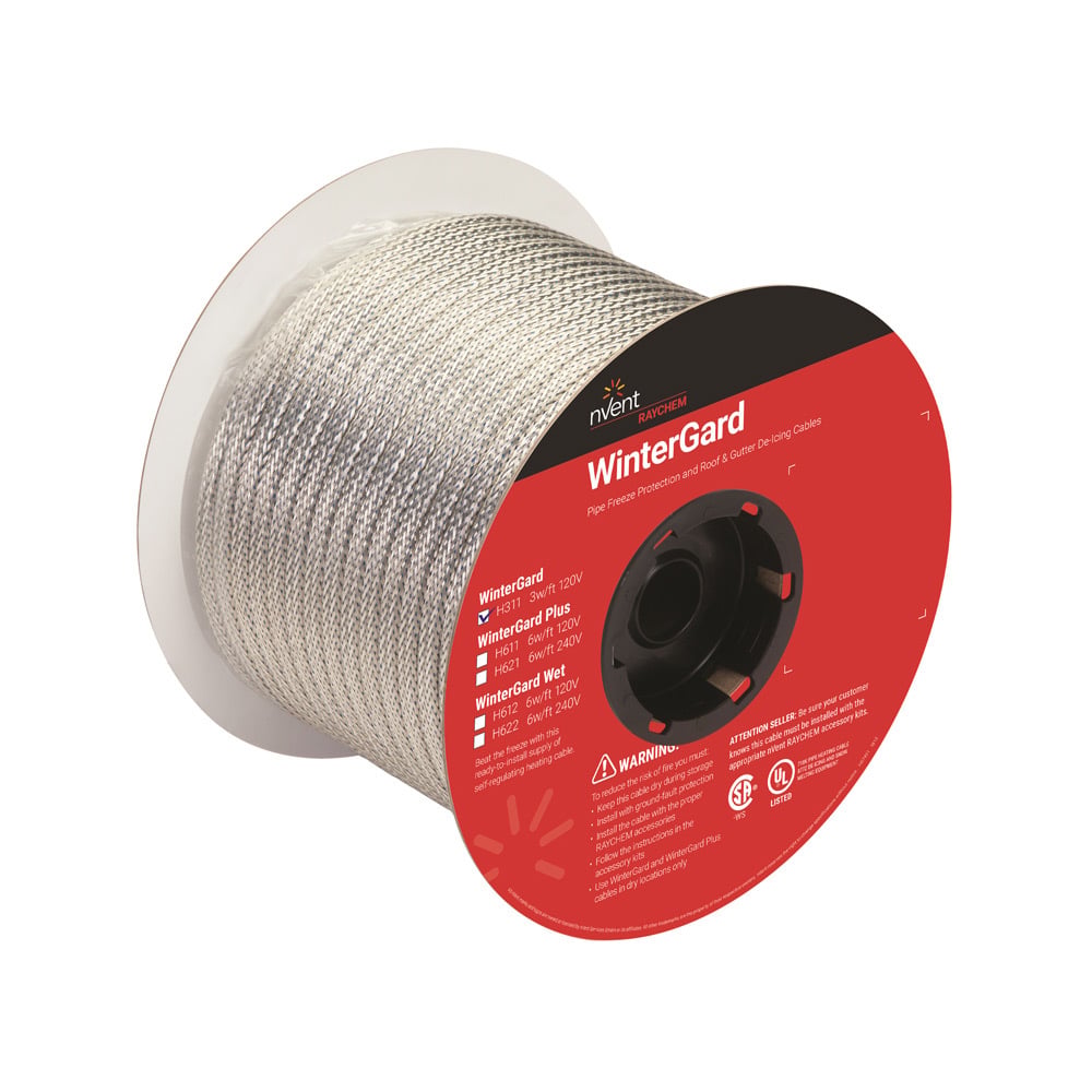 064721-000 WinterGard Self-Regulating Heating Cable, 2 Conductors, 120 VAC, 0.025 A, Tinned Copper Braided Metal Shield